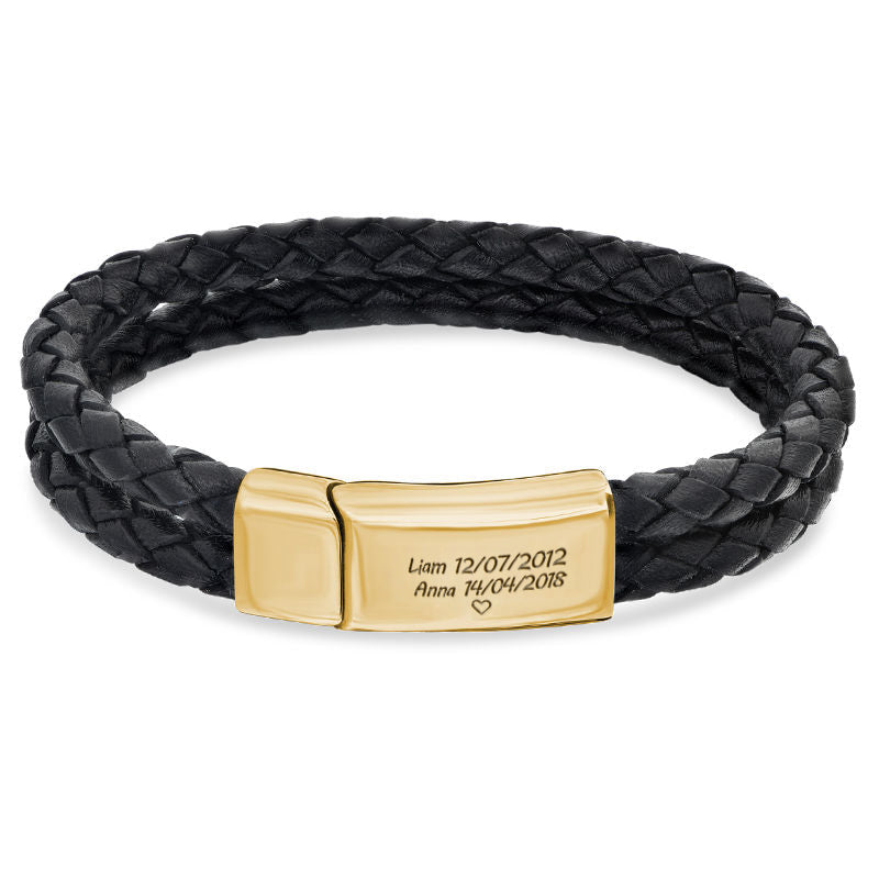 Chic lederarmband für herren - persönliches gravur-geschenk