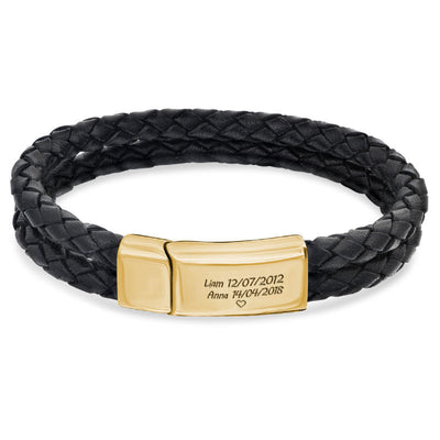 Chic lederarmband für herren - persönliches gravur-geschenk