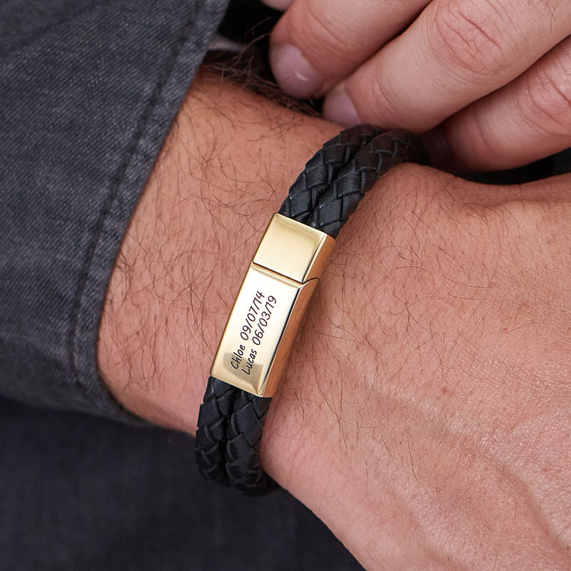 Chic lederarmband für herren - persönliches gravur-geschenk