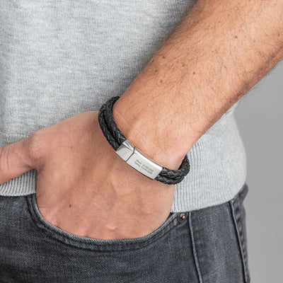 Chic lederarmband für herren - persönliches gravur-geschenk