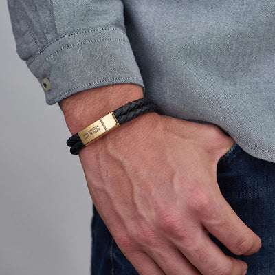Chic lederarmband für herren - persönliches gravur-geschenk