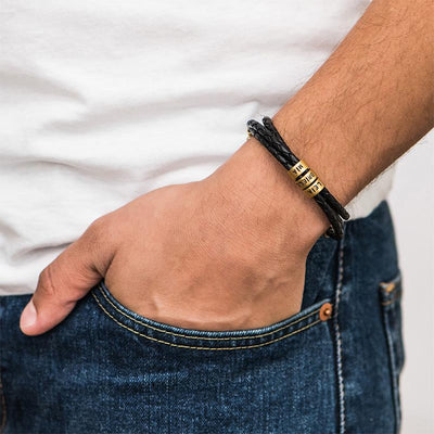Geflochtener lederarmband - personalisiertes fashion-accessoire für männer