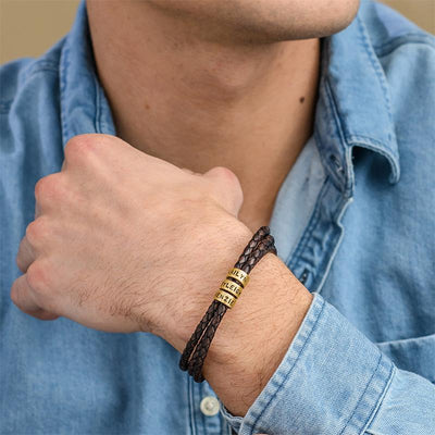 Geflochtener lederarmband - personalisiertes fashion-accessoire für männer