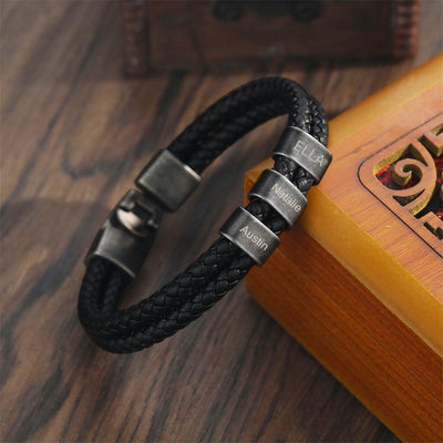 Personalisierbares, graviertes lederarmband für männer – individuelle namensgravur