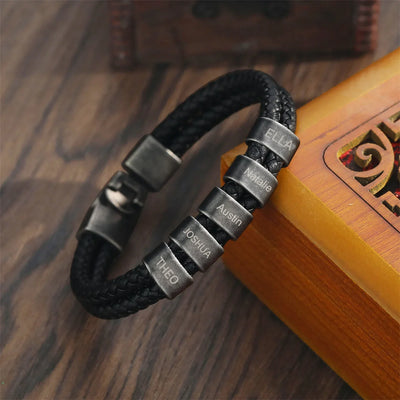 Personalisierbares, graviertes lederarmband für männer – individuelle namensgravur